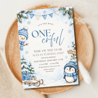 Invitation Premier anniversaire de Winter Onederland Manchot