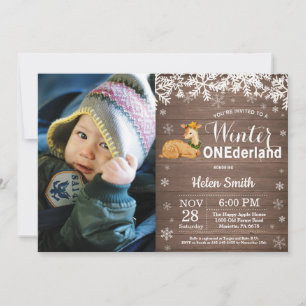 Invitation Premier Anniversaire de Winter Onederland Rustique
