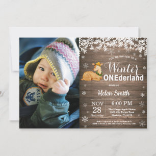 Invitation Premier Anniversaire de Winter Onederland Rustique