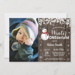 Invitation Premier anniversaire de Winter Onederland Rustique