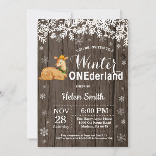 Invitation Premier Anniversaire de Winter Onederland Rustique