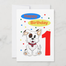 Premier anniversaire d'enfant Chiot mignon et conf
