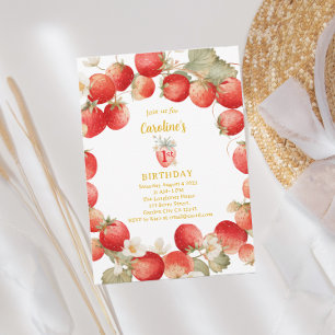 Invitation Premier anniversaire des filles aux fraises