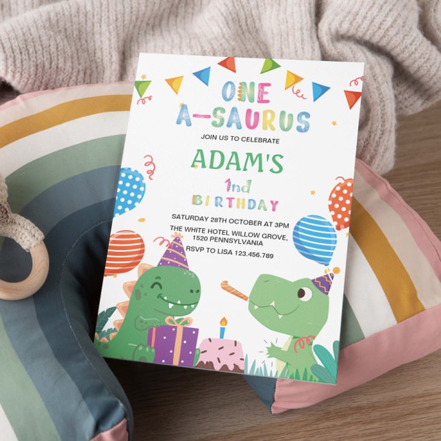Invitation Premier Anniversaire Dinosaur & Gâteau (Créateur téléchargé)
