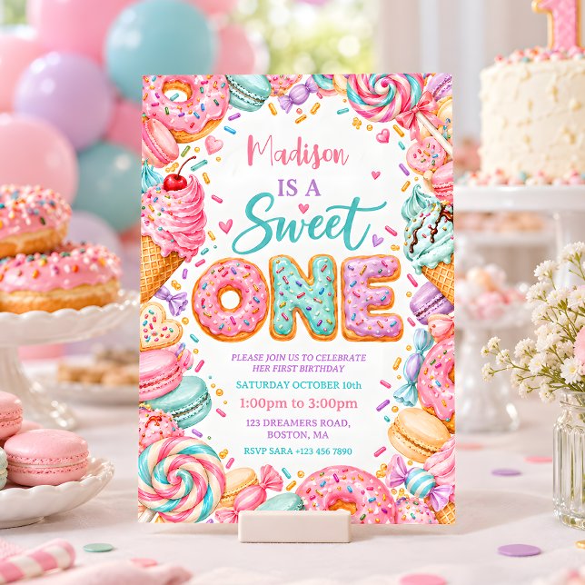 Invitation Premier Anniversaire Donut Sweet One (Créateur téléchargé)
