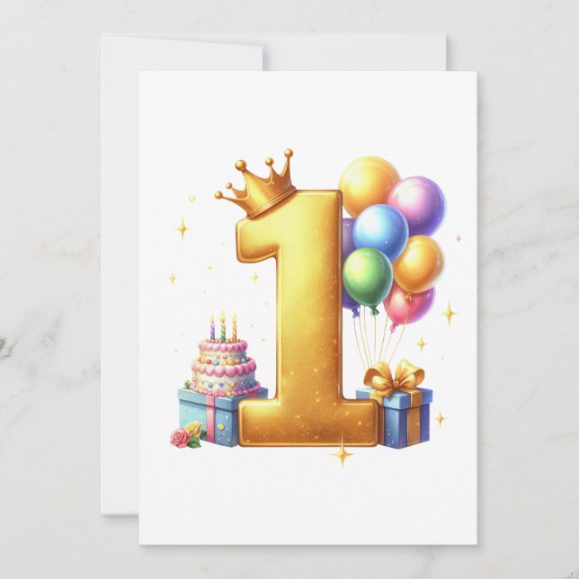 Invitation Premier anniversaire doré (Devant)