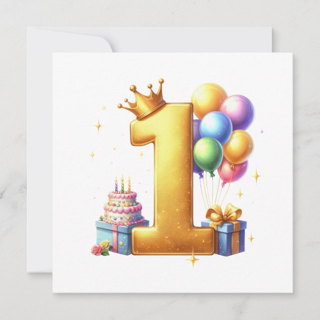 Invitation Premier anniversaire doré (Devant)