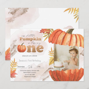 Invitation Premier anniversaire du Citrouille en or rose avec