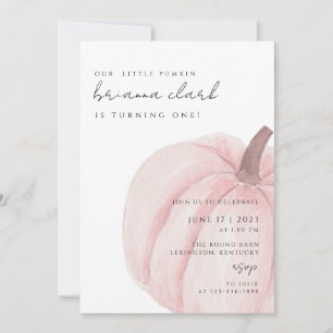 Invitation premier anniversaire du citrouille rose