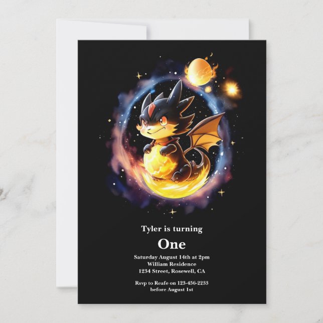 Invitation Premier anniversaire du dragon (Devant)