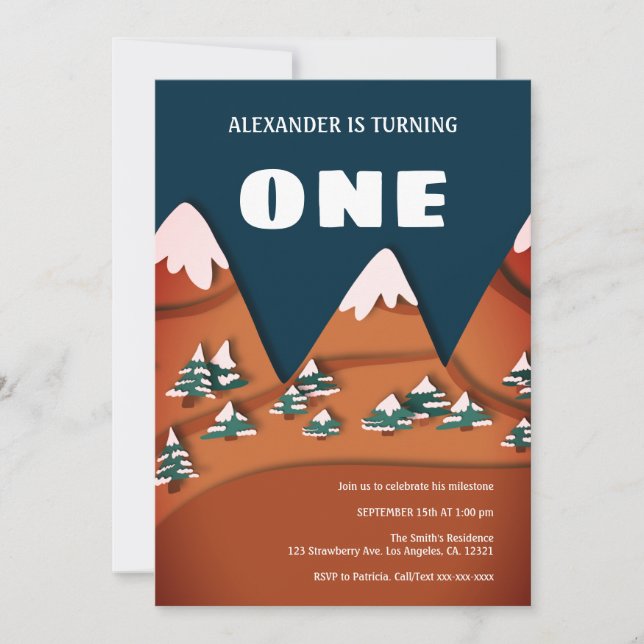 Invitation Premier anniversaire du Garçon d'hiver moderne (Devant)