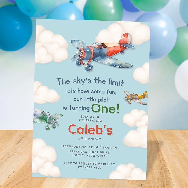 Invitation Premier anniversaire du petit pilote (Créateur téléchargé)