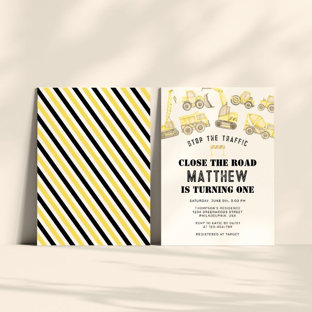 Invitation Premier anniversaire du véhicule de construction m (Créateur téléchargé)