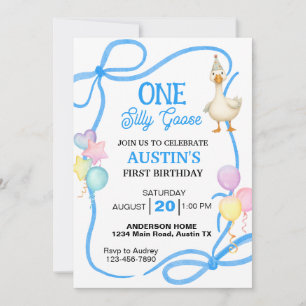 Invitation Premier anniversaire d'un garçon Silly Goose