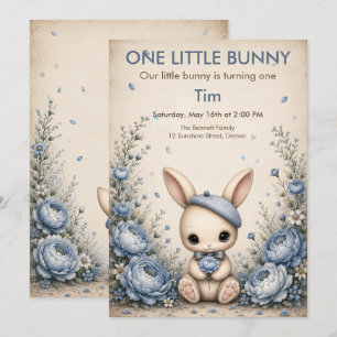 Invitation Premier Anniversaire d'un Petit Lapin - Animal de 