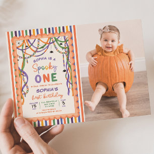 Invitation Premier anniversaire effrayant Photo colorée Hallo