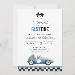Invitation Premier anniversaire Fast One Blue Voiture de cour