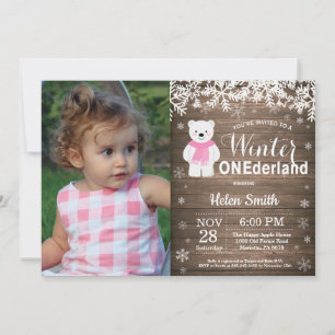 Invitation Premier Anniversaire Fille Ours Polaire Onederland