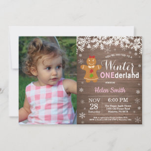 Invitation Premier Anniversaire Fille Rustique Onederland Hiv
