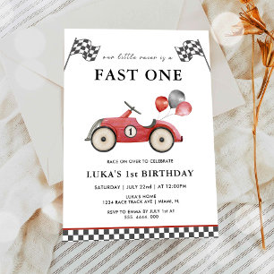 Invitation Premier Anniversaire Filleul Voiture de Course Rou