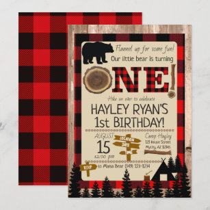 Invitations Faire Part Cartes Anniversaire Ours De Bucheron Zazzle Fr