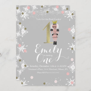 Invitation Premier anniversaire Foil Nutcracker Snowflakes Ho