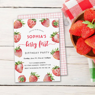 Invitation Premier anniversaire fraise de Berry