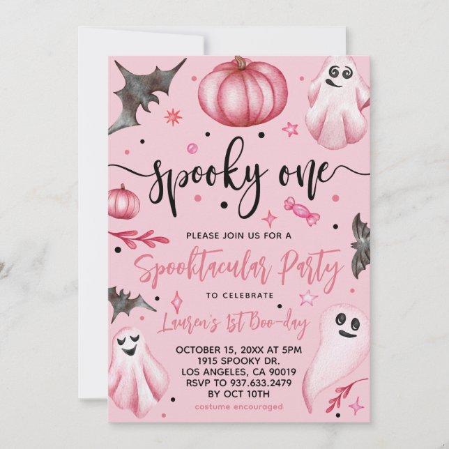 Invitation Premier anniversaire Halloween Spooky One (Devant)