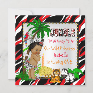 Invitation Premier Anniversaire Jungle Safari Princesse Sauva