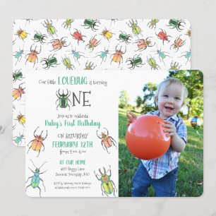 Invitation Premier anniversaire Love Bugs Photo
