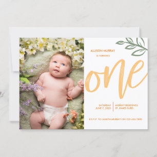 Invitation Premier anniversaire mignon Doodle Paint Feuille