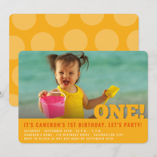 Invitation Premier Anniversaire Moderne Big ONE Fun Bébé Fill