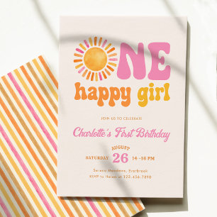 Invitation Premier anniversaire One Happy Girl Sunshine 
