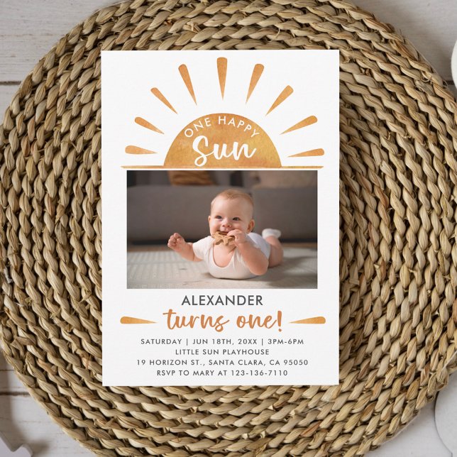 Invitation Premier Anniversaire One Happy Sun (Créateur téléchargé)