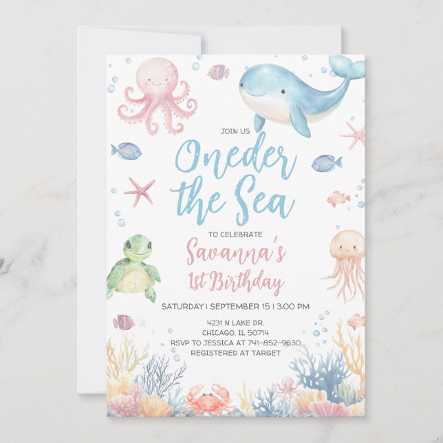 Invitation Premier Anniversaire Oneder la Mer (Devant)