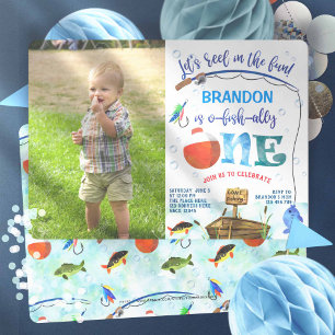 Invitation Premier anniversaire Petit pêcheur photo de pêche