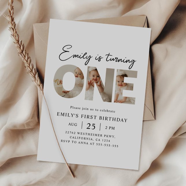 Invitation Premier anniversaire Photo minimum 1er anniversair (Créateur téléchargé)