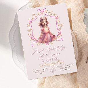 Invitation Premier anniversaire Princesse rose 1er anniversai