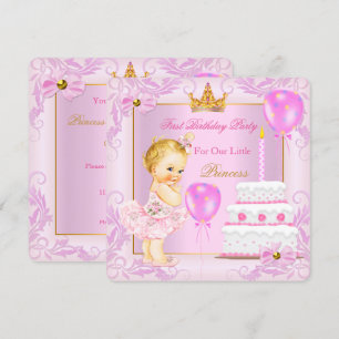 Invitation Premier anniversaire Princesse Tiara Girl Blonde r
