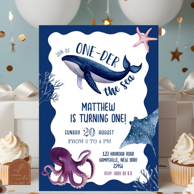 Invitation Premier Anniversaire Quirky Oneder Sous La Mer (Créateur téléchargé)