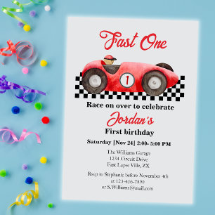 Invitation Premier Anniversaire Red Race Car Fast One