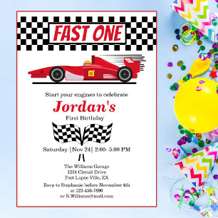 Invitation Premier Anniversaire Red Race Car Fast One