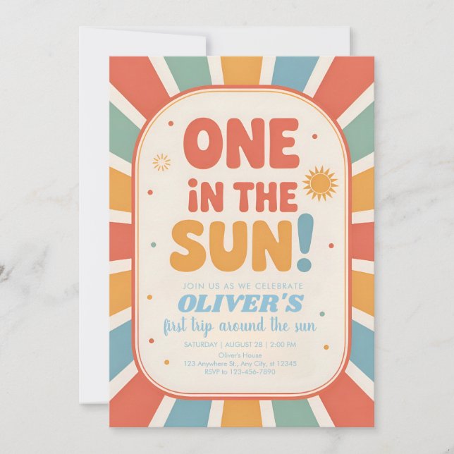Invitation Premier anniversaire Retro Sunshine (Devant)