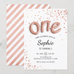 Invitation Premier anniversaire - Rose Gold White