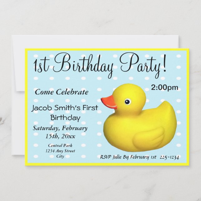 Invitation Premier anniversaire Rubber Ducky (Devant)