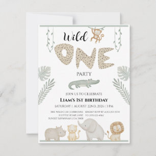 Invitation Premier Anniversaire Safari Jungle Wild One