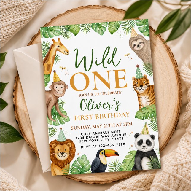 Invitation Premier anniversaire sur le thème du safari (Créateur téléchargé)