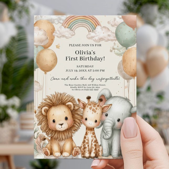 Invitation Premier anniversaire Sweet Safari (Créateur téléchargé)