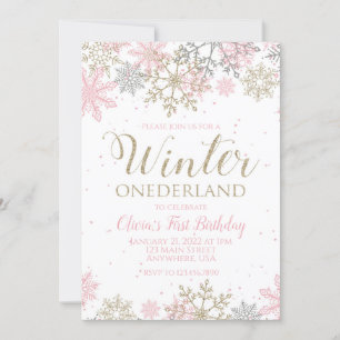 Invitation Premier anniversaire Winter Onederland flocon de n