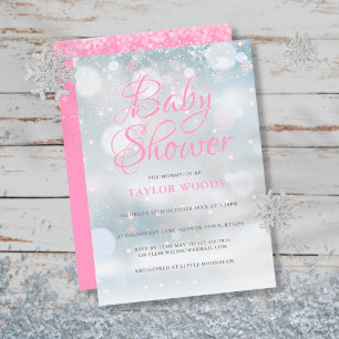 Invitation Premier Baby shower de flocons de neige / Saupoudr